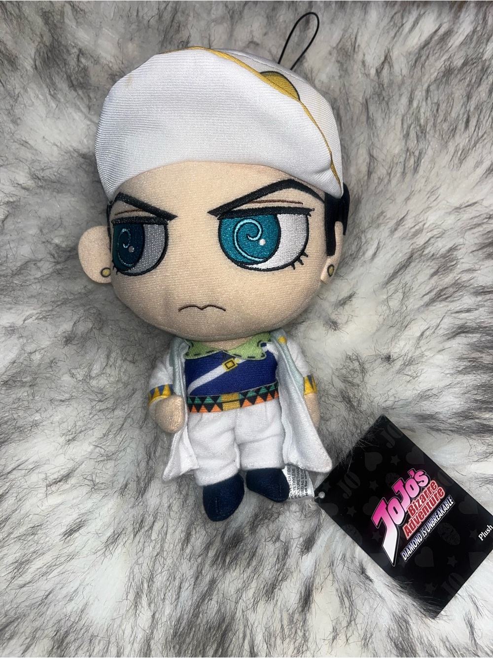 JoJo's Bizarre Adventure White & Teal Plush Keychain - Character Collectible
